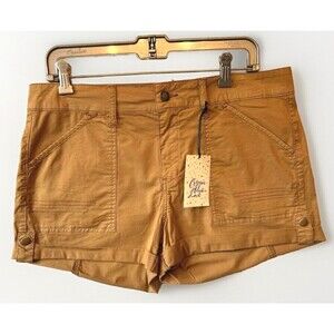 COSMIC BLUE LOVE Shorts Cuffed Stretch Chinos Women's Size 30 Dijon Mustard NEW